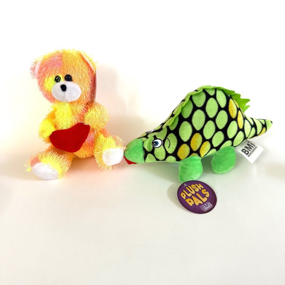 BMI Plush Pals Bear Heart & Alligator Crocodile Stuffed Animal Lot 2 NEW Tags